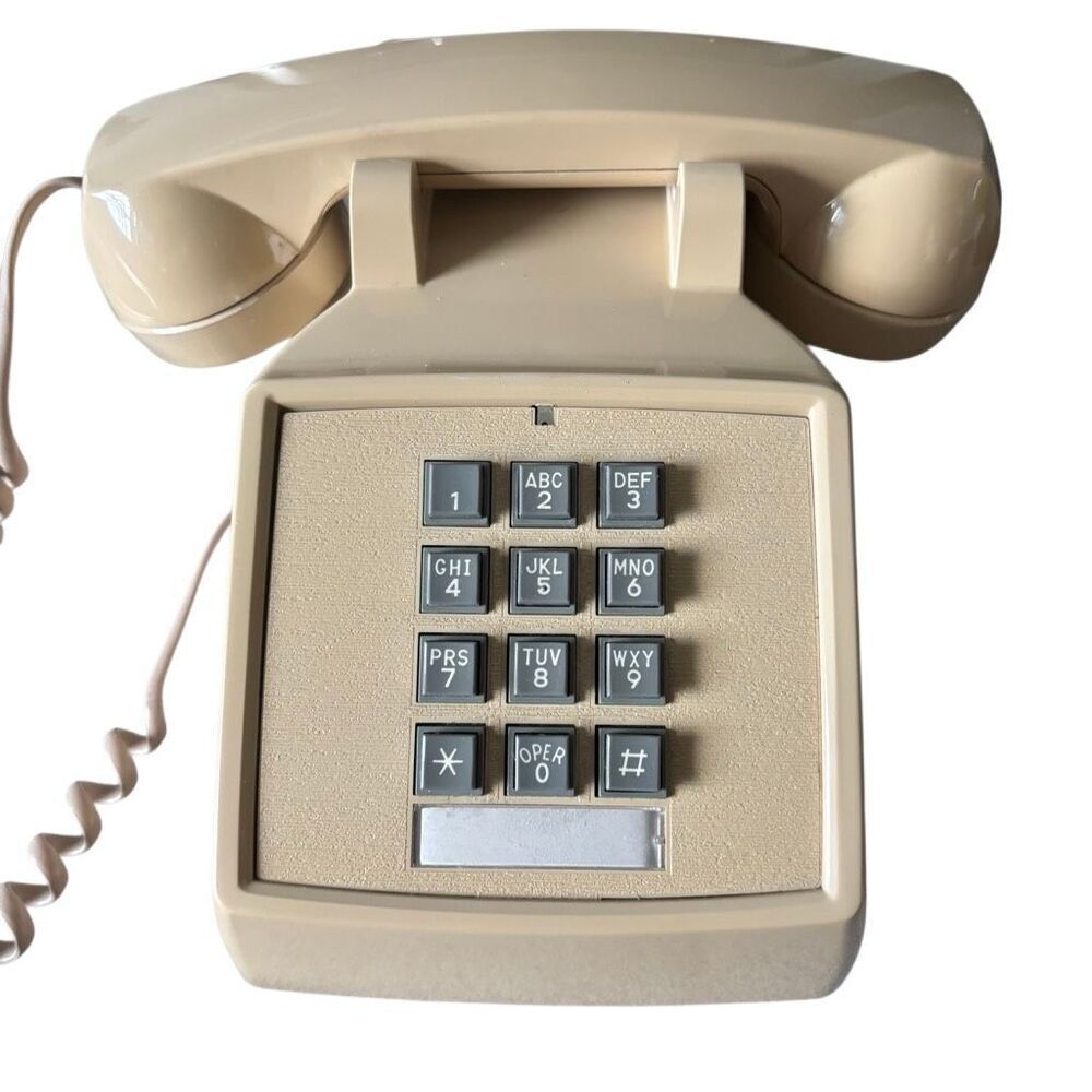 Cortelco RJ11C Vintage Tan Push Button Desk Phone *Tested* - Picture 2 of 9